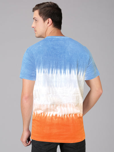UrGear Printed Men Round Neck Blue, White, Orange T-Shirt