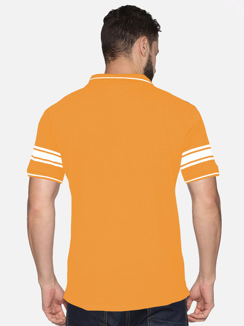 UrGear Striped Men Polo Neck Orange, White T-Shirt