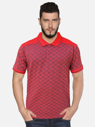 UrGear Printed Men Polo Neck Red T-Shirt