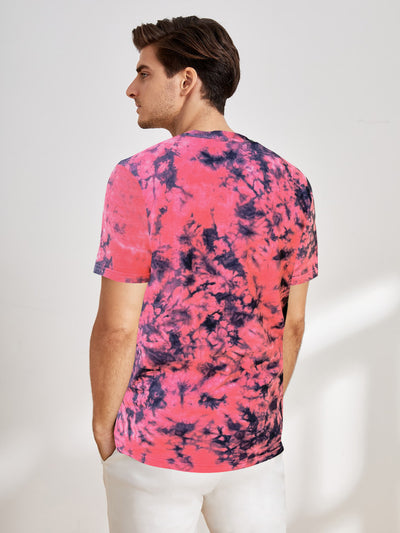 UrGear Tie & Dye Men Round Neck Pink T-Shirt