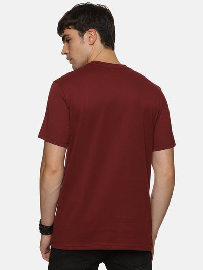 UrGear Printed Men Round Neck Maroon T-Shirt
