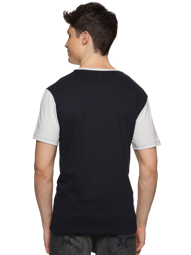 UrGear Printed Men Round Neck Reversible Navy Blue T-Shirt