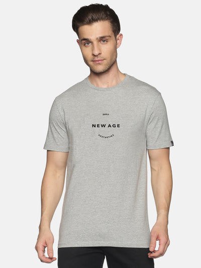 UrGear Printed Men Round Neck Grey T-Shirt