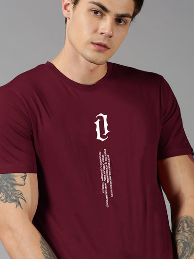 UrGear Printed Men Round Neck Maroon T-Shirt