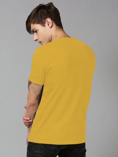 UrGear Printed Men Round Neck Yellow T-Shirt