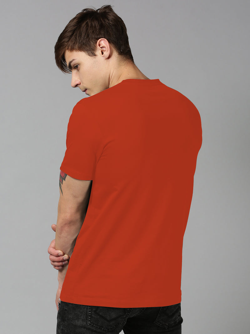 UrGear Printed Men Round Neck Orange T-Shirt