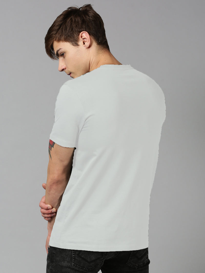 Men off-white Printed Casual Half Sleeve T-Shirt