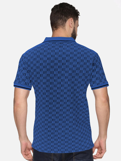 UrGear Striped Men Polo Neck Dark Blue T-Shirt
