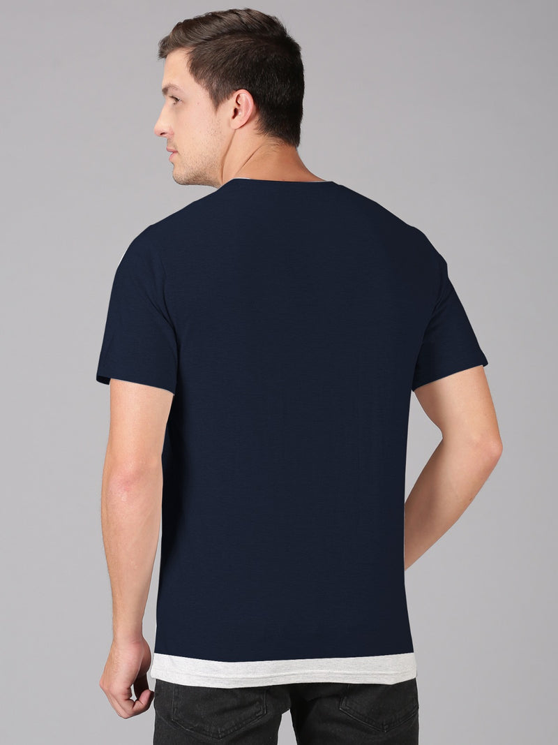 UrGear Printed Men Round Neck Navy Blue T-Shirt