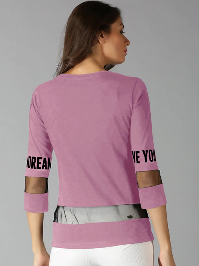 UrGear Printed Women Round Neck Pink T-Shirt