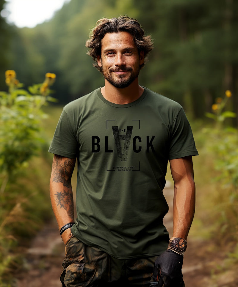 Checks & Squires Printed, Typography Men Round Neck Dark Green T-Shirt