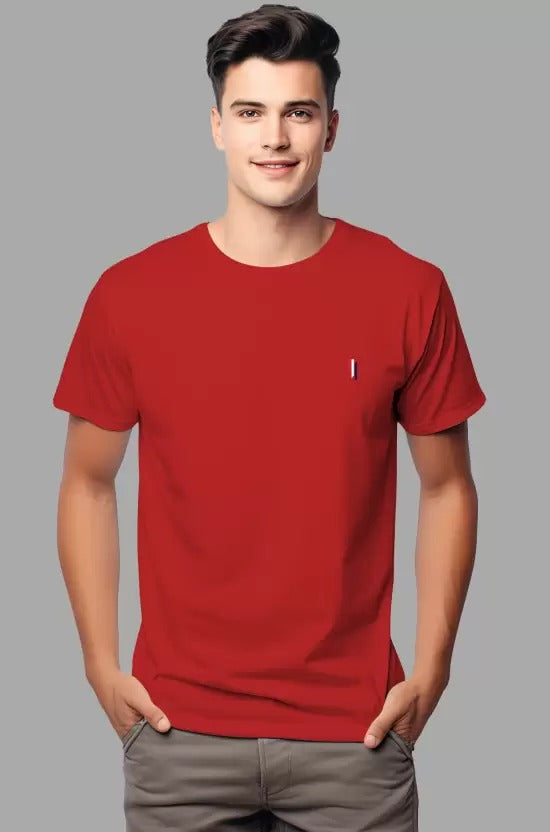 Checks & Squires Solid Men Round Neck Red color T-Shirt