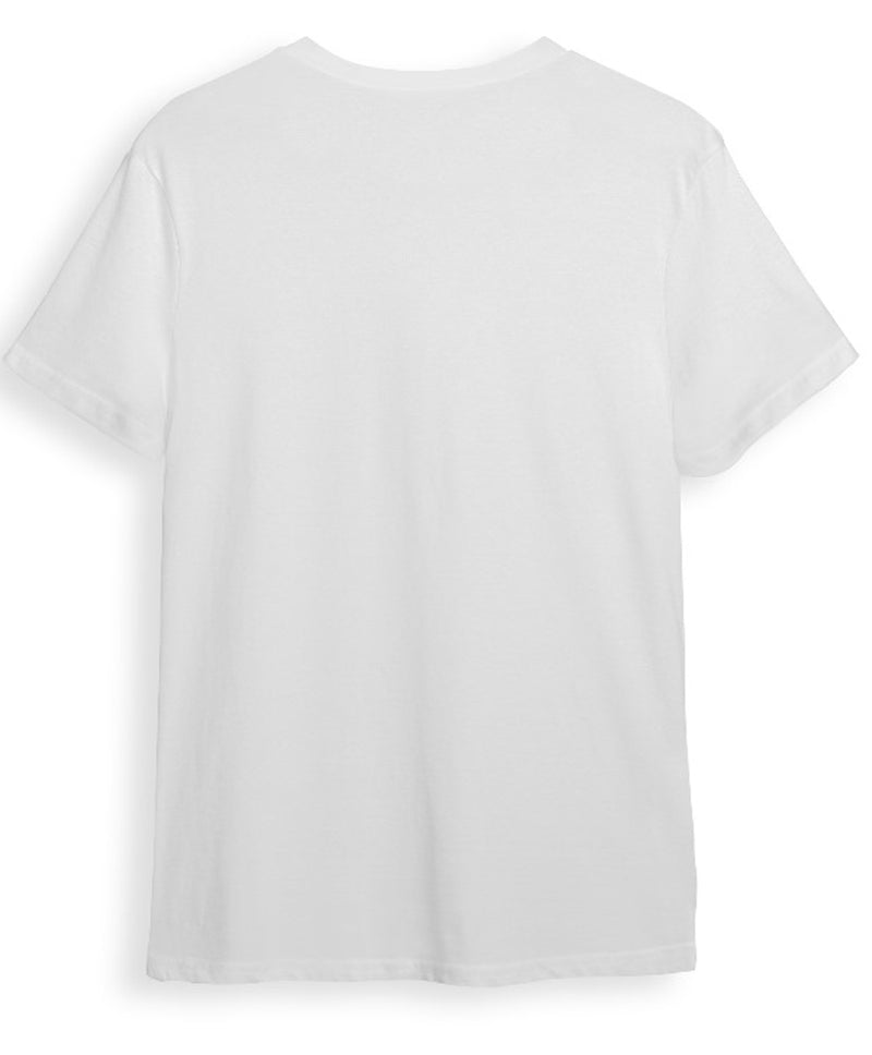 Checks & Squires Printed Men Round Neck White T-Shirt
