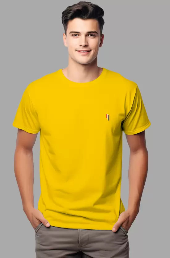 Checks & Squires Solid Men Round Neck Yellow color T-Shirt