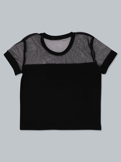 Kids Black Printed Cotton Casual Top
