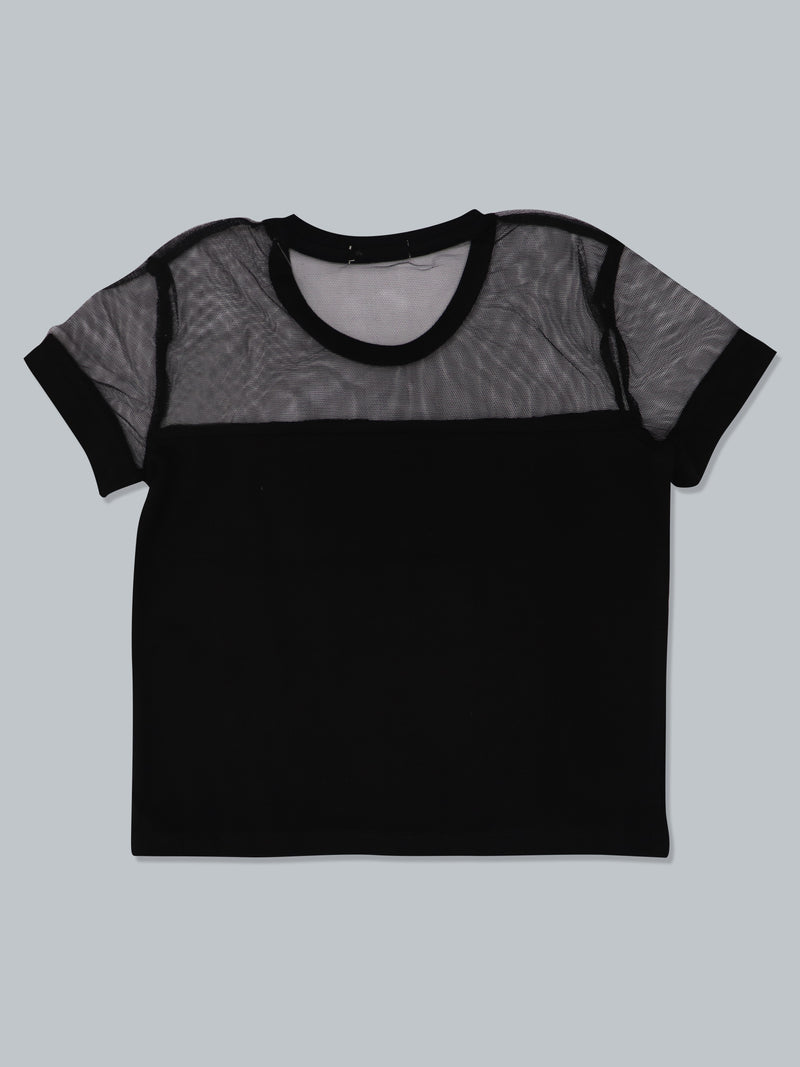 Kids Black Printed Cotton Casual Top