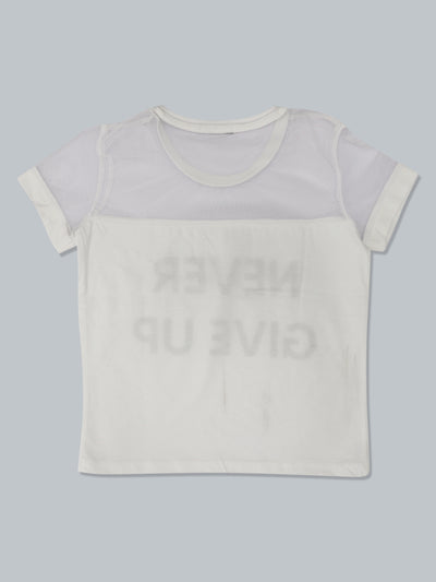Kids White Printed Cotton Casual Top