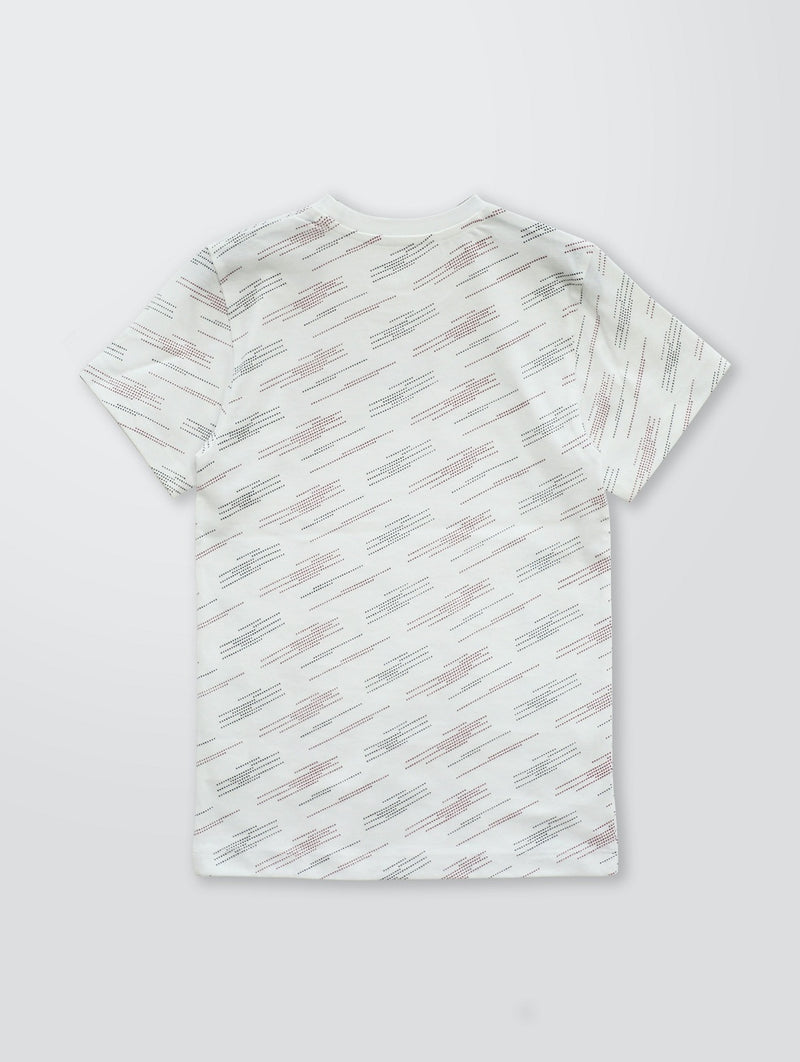 Kids White Printed Cotton T-Shirt