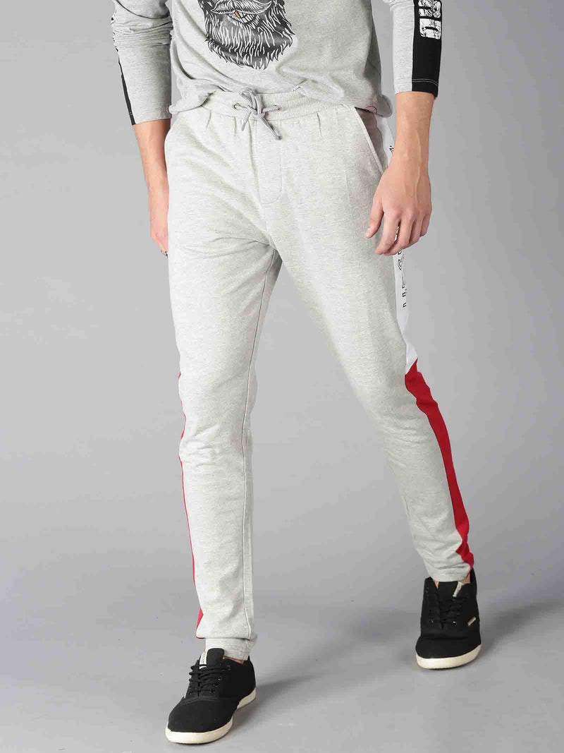 Men Grey & Red ColorBlock Track Pants
