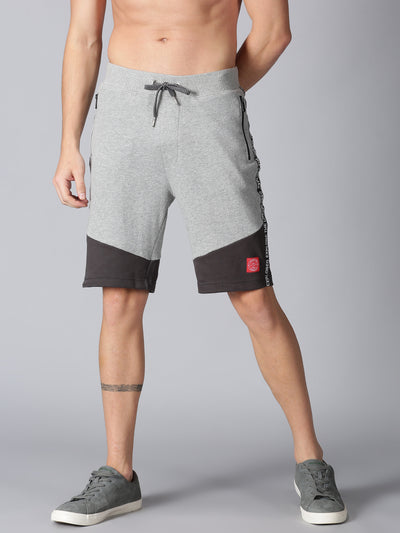 Men Grey & Black ColorBlock Shorts