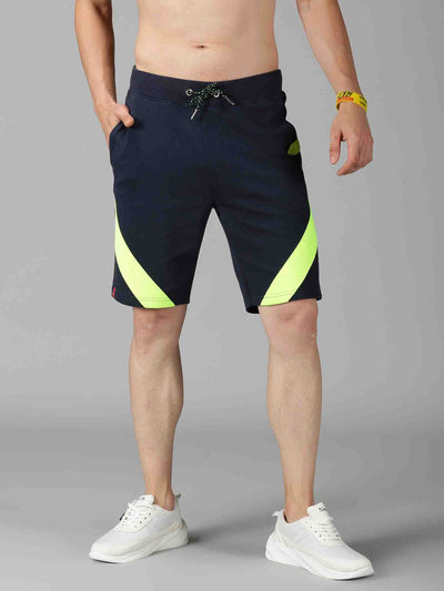 Men Navy Colourblock Baggy Shorts