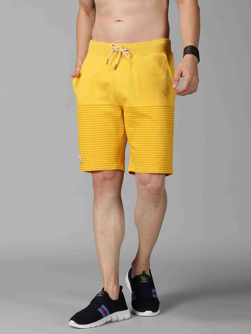Men Yellow Striped Baggy Shorts