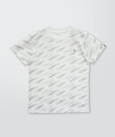 Kids White Printed Cotton T-Shirt