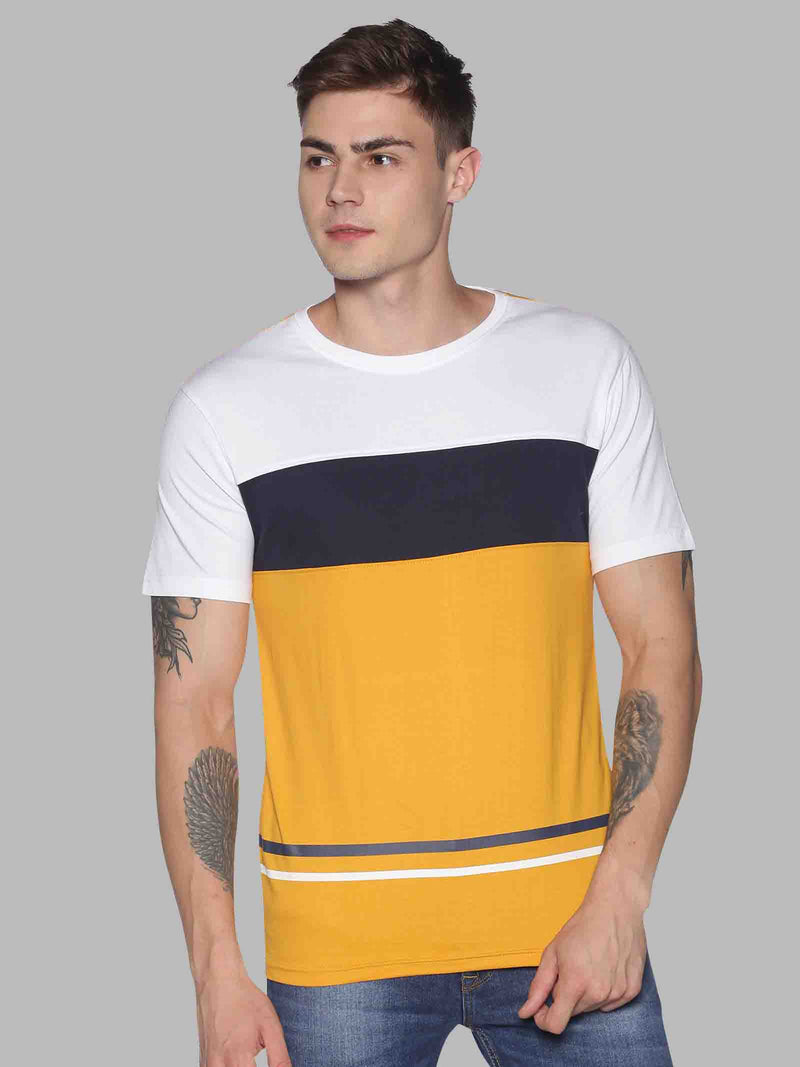 Men Multicolor Colourblock Round Neck T-Shirt