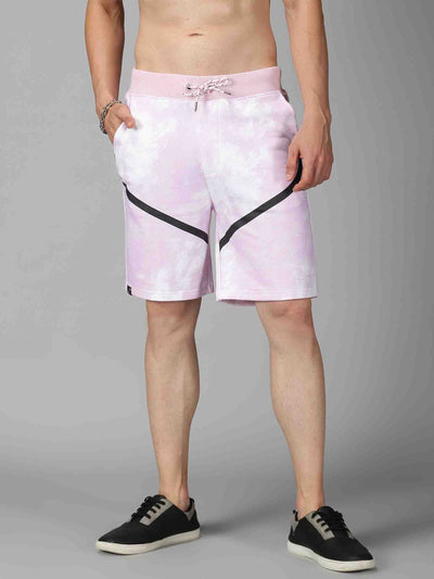 Men Pink Tie & Dye Baggy Shorts