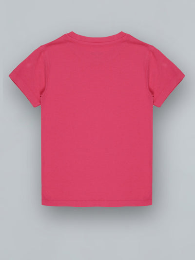 Kids Pink Solid Casual Cotton T-Shirt