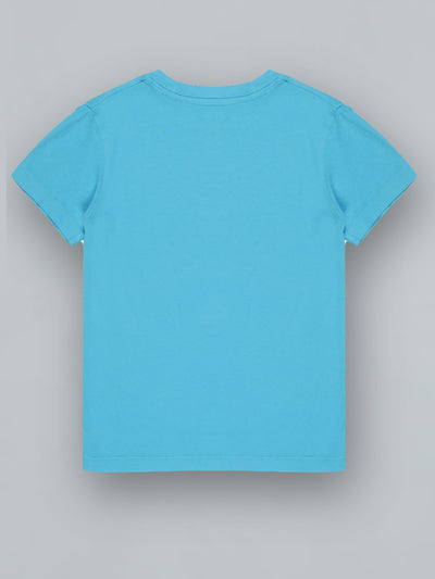 Kids Blue Solid Casual Cotton T-Shirt