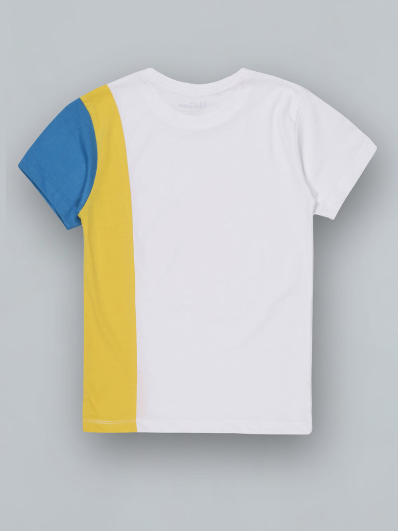 Kids MultiColor Color Block Casual Cotton T-Shirt