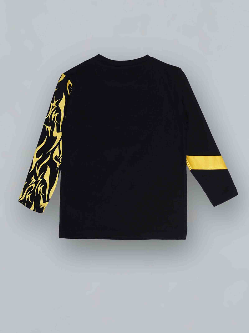 Kids Black Animal Print Cotton T Shirt