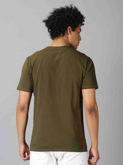 Men Green Printed Round Neck T-Shirt