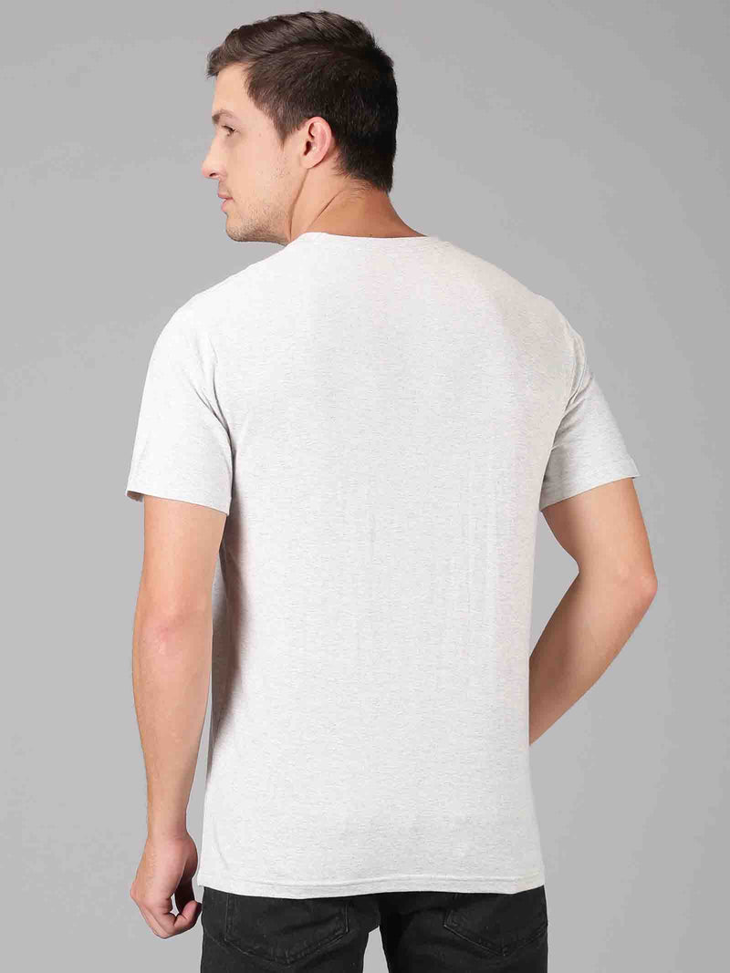 Men White  Embroidered Round Neck T-Shirt