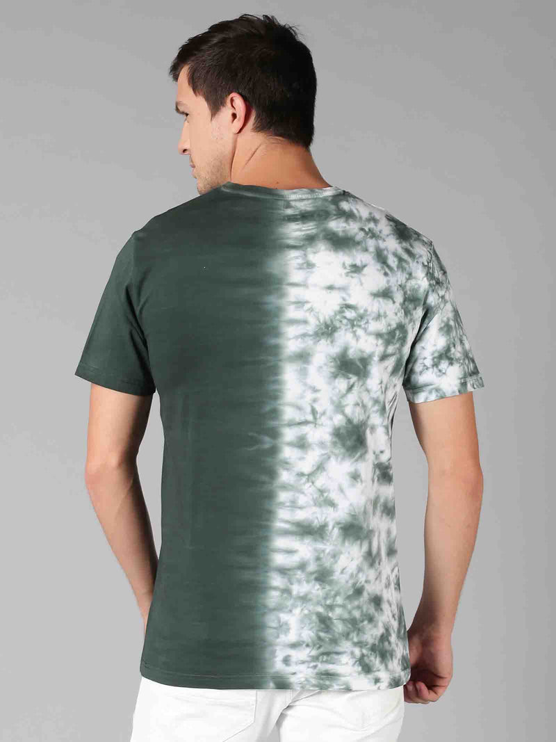 Men Green TieDye  Round Neck T-Shirt