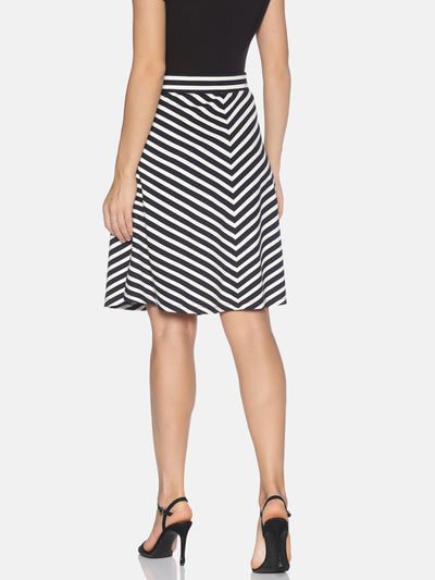 Women Black & White Striped Skirt