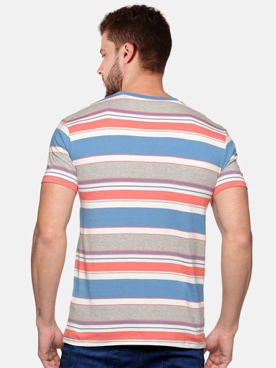 UrGear Men Round Neck MultiColor Striped T-Shirt