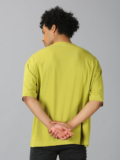 Men Green Logo Print Over Sized T-Shirt