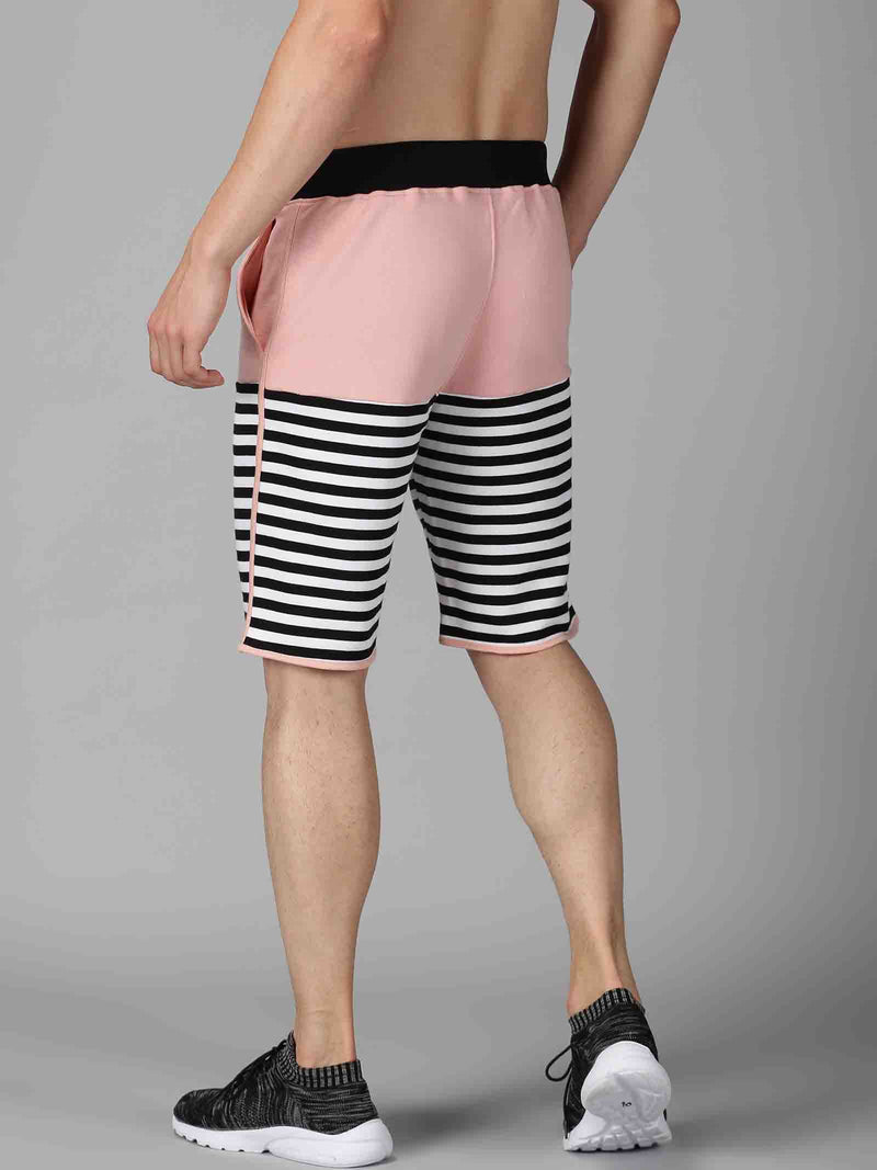 Men pink Striped Baggy Shorts