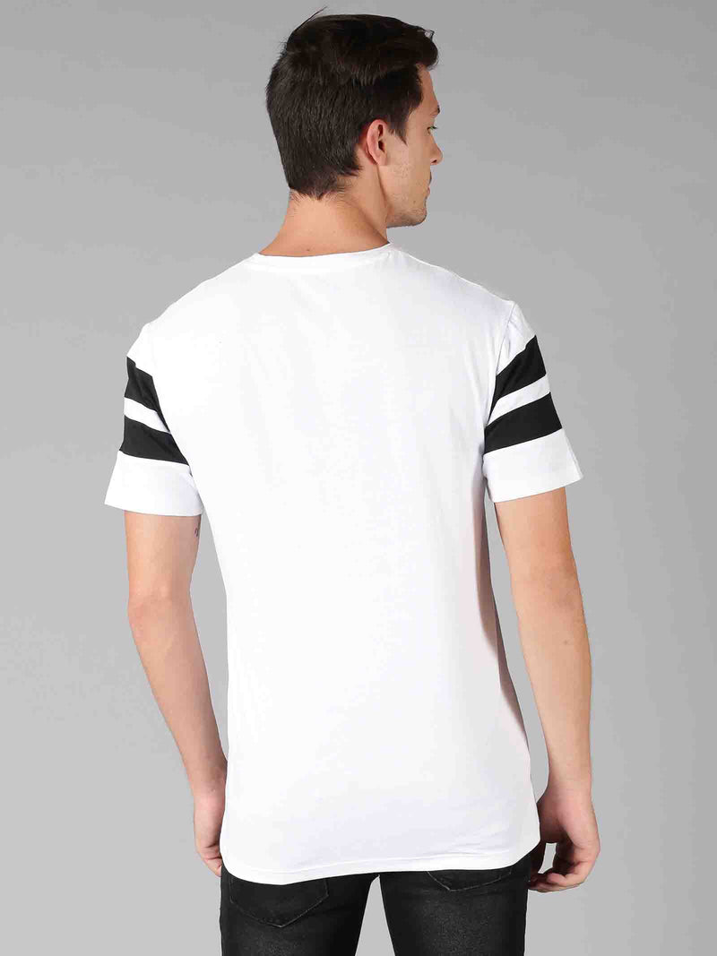Men Black & White Broad Stripes Round Neck T-Shirt