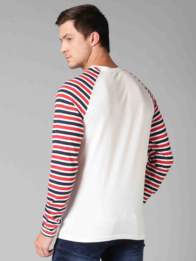Men MultiColor Striped  Round Neck T-Shirt