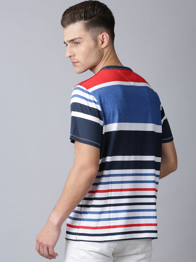 Men Striped MultiColor Casual T-Shirt