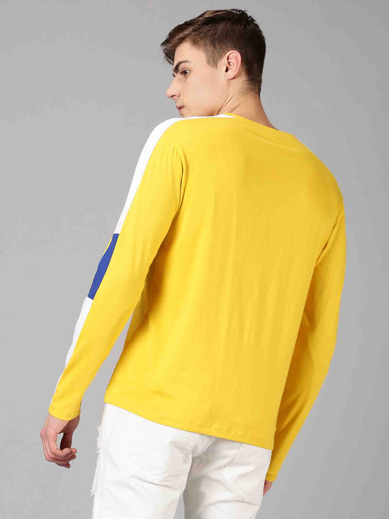 Men Yellow ColorBlock  Round Neck T-Shirt