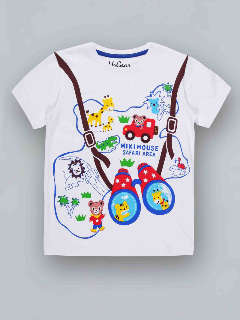 Kids White printed Casual Cotton T-Shirt