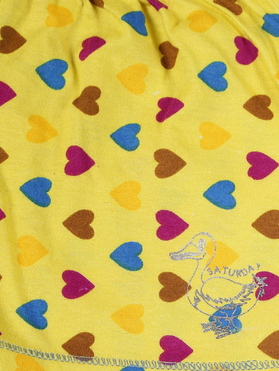 Kids Yellow Heart Printed Shorts