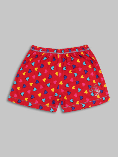 Kids Red Heart Printed Shorts
