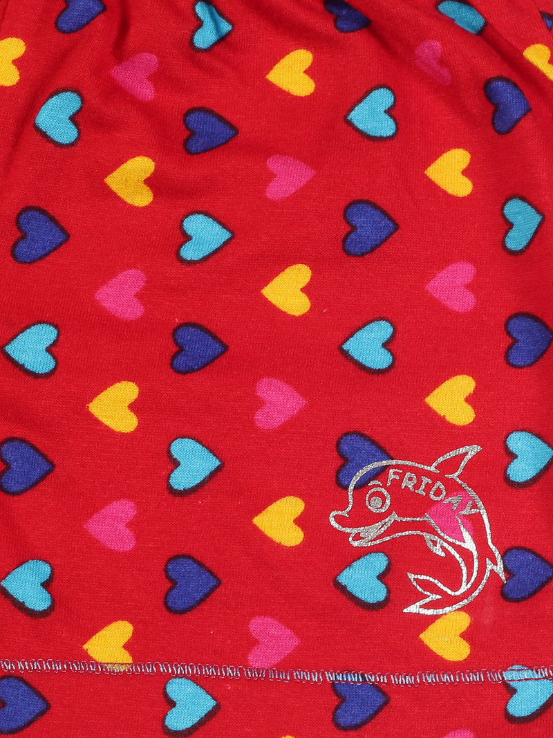 Kids Red Heart Printed Shorts