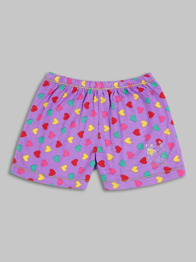 Kids Purple Heart Printed Shorts