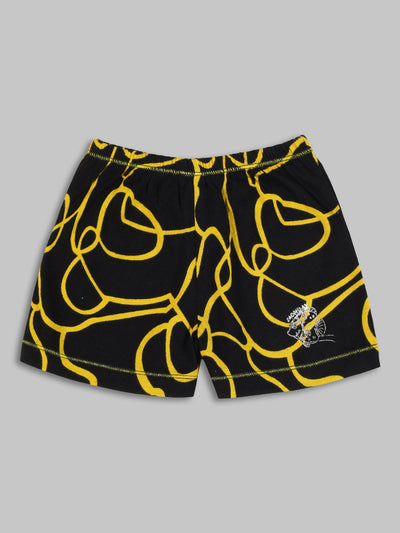Kids Yellow Wavy Printed Shorts